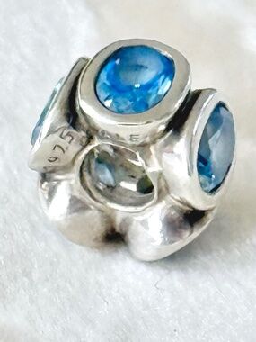 Pandora Retired Blue Birthstone Charm Sterling Silver December Bead Gift 925